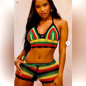 Colorful  Priscilla Crochet 2 Piece Sunsuit